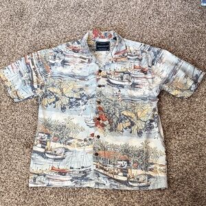 North River Short Sleeve, One Front Pocket, Men’s Shirt with Seaside Motif.